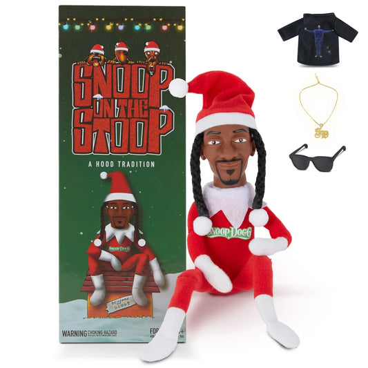 Snoop Dogg 12" Christmas Elf Doll - Plush Shelf Decor with Shirt, Sunglasses & Necklace