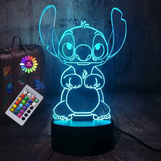 3D Illusion Stitch Night Light - Remote Control & Smart Touch Room Decor Lamp