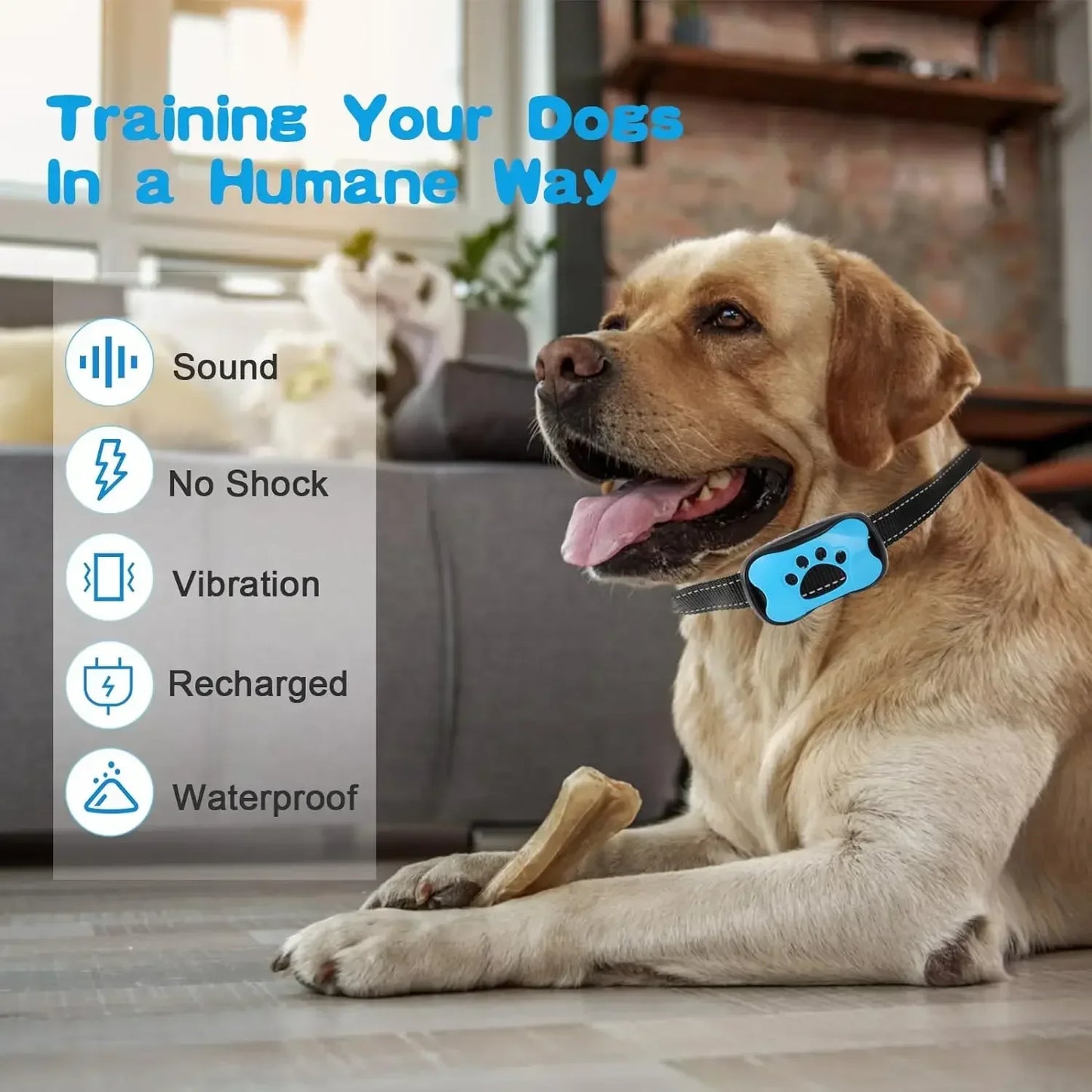 Dog Anti-Barking Device USB Rechargeable Training Collar with Ultrasonic & Vibration