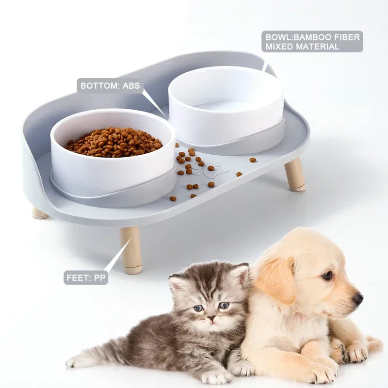 Adjustable Height Pets Drinker Feeder Bowls