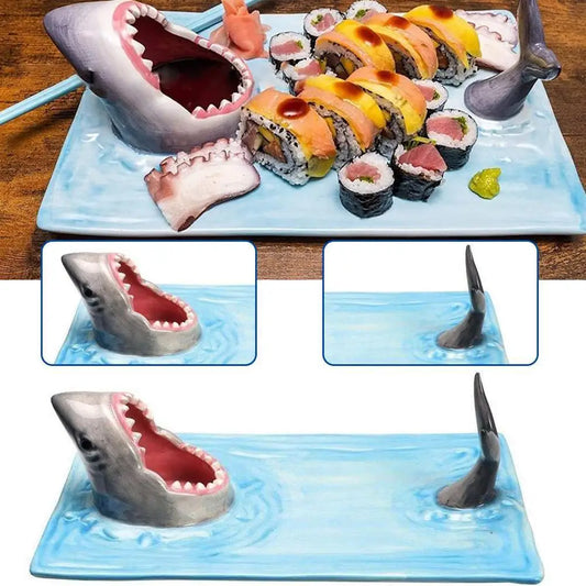 Japanese Seaside Shark Ceramic Plate Beautiful Tableware