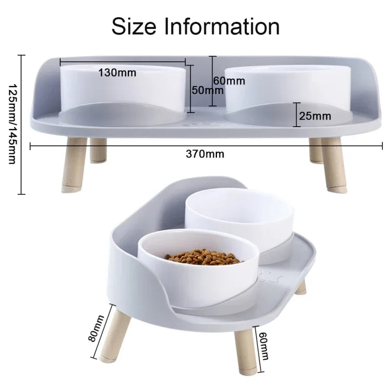 Adjustable Height Pets Drinker Feeder Bowls